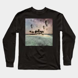 Wonderful tropical island with ballons Long Sleeve T-Shirt